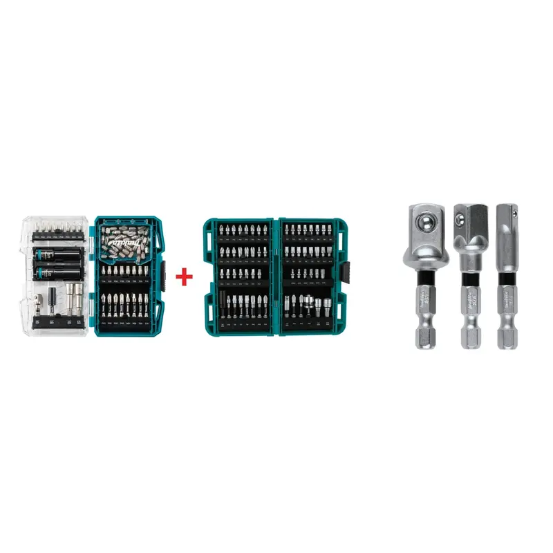 Makita Impact XPS 50 Pc. Impact Driving & Fastening Bit Set with Impact XPS 60 Pc. Impact Bit Set & Impact XPS 3 Pc. Square 2" Socket Adapter Set