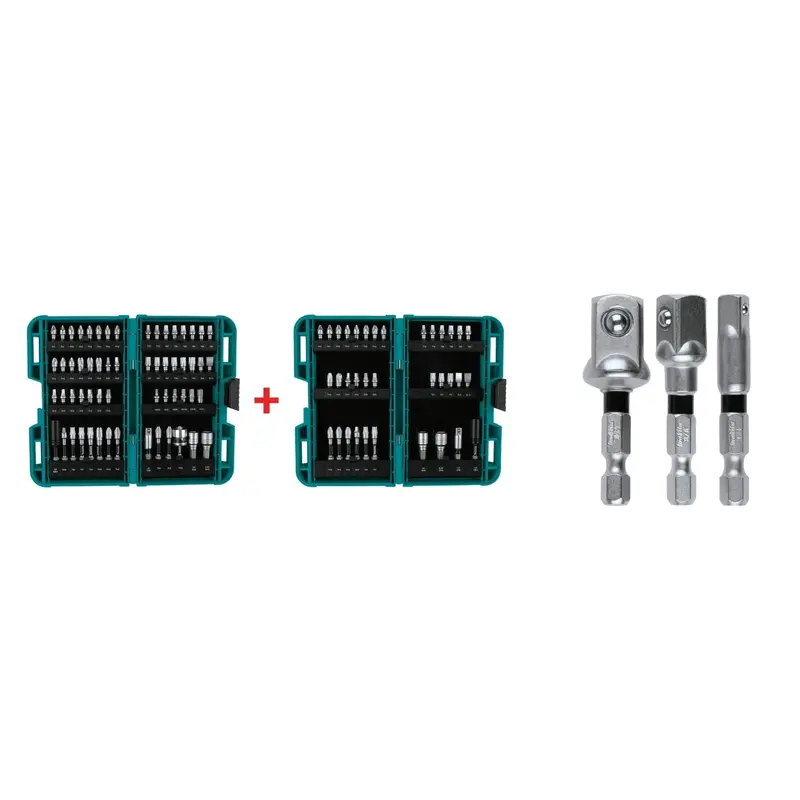Makita Impact XPS 60 Pc. Impact Bit Set with Impact XPS 35 Pc. Impact Bit Set & Impact XPS 3 Pc. Square 2" Socket Adapter Set