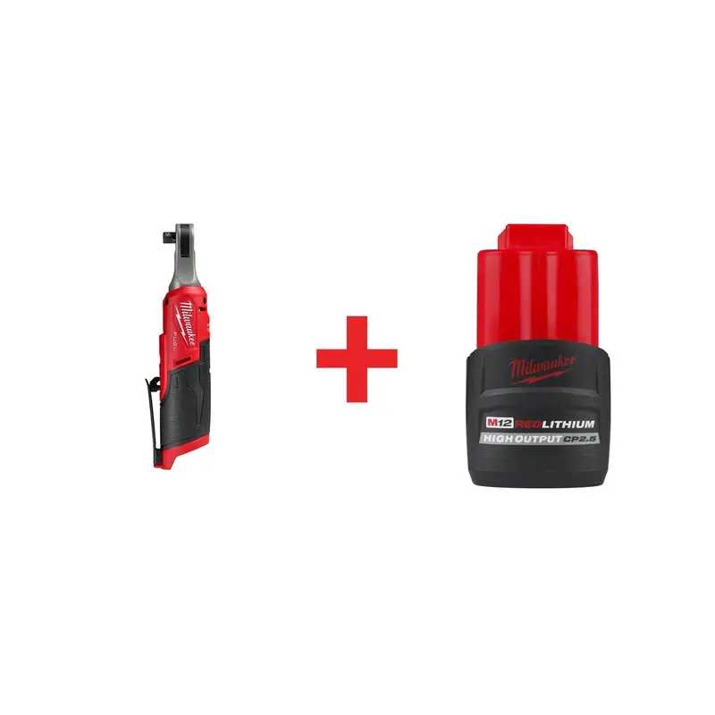 Milwaukee M12 FUEL 3/8-Inch High Speed Ratchet with M12 REDLITHIUM HIGH OUTPUT CP 2.5Ah Battery
