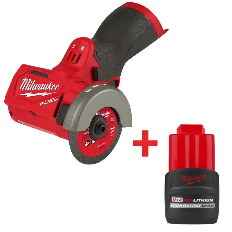 Milwaukee M12 FUEL 3 in. Compact Cut Off Tool with M12 REDLITHIUM HIGH OUTPUT CP 2.5Ah Battery Pack