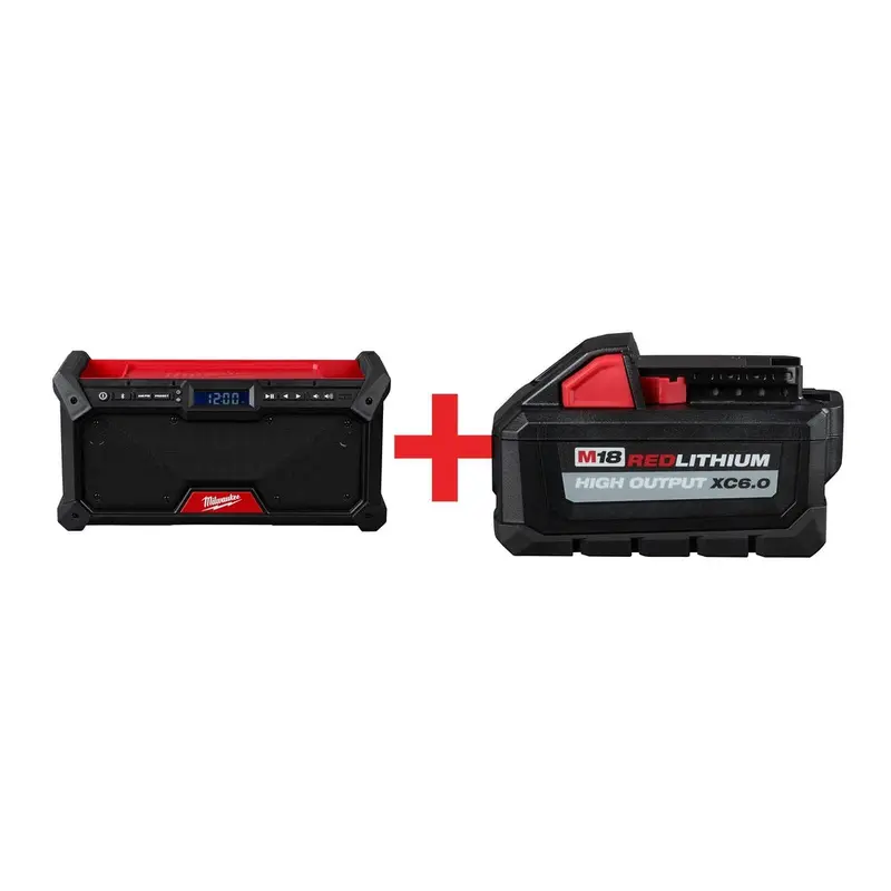Milwaukee M18 Bluetooth Jobsite Radio with 6.0Ah Battery Pack