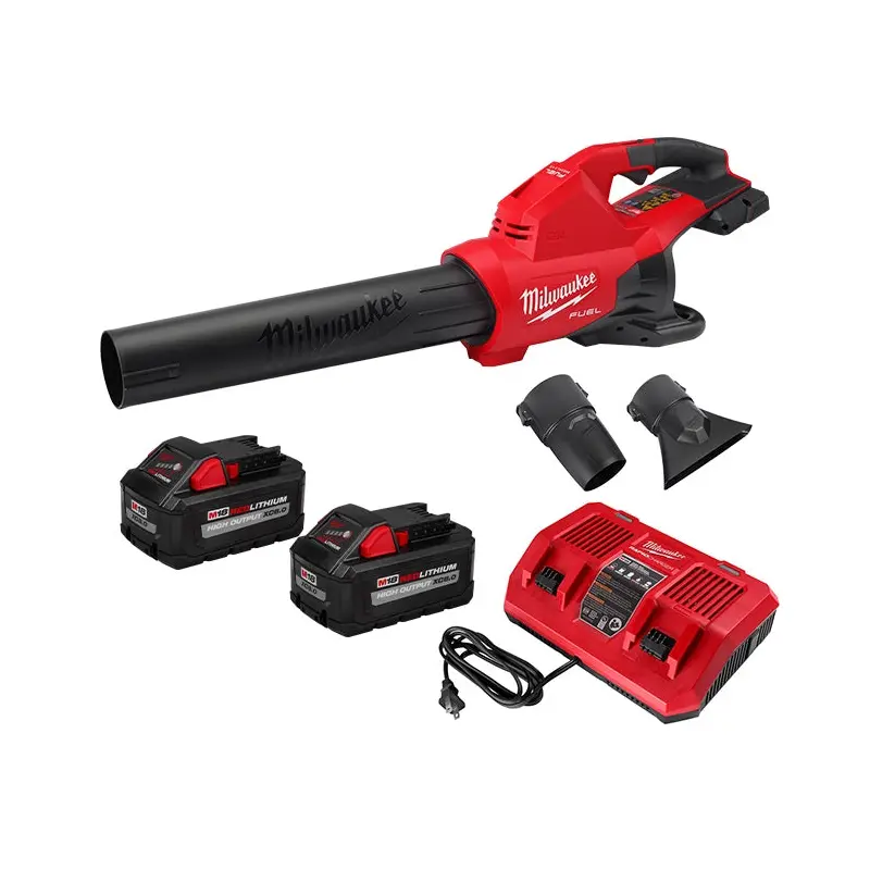 Milwaukee M18 FUEL Dual-Battery Blower plus (2) M18 REDLITHIUM HIGH OUTPUT XC 8.0Ah Batteries and Dual Bay Rapid Charger