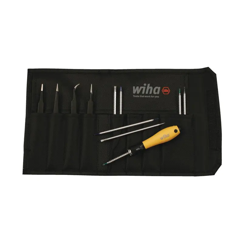 Wiha 26970 12-Piece ESD Safe Drive-Loc 4 and Tweezers Set
