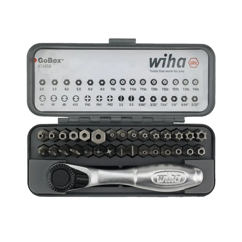 Wiha 74958 32-Piece GoBox Security Bit Set w/ Mini Ratchet