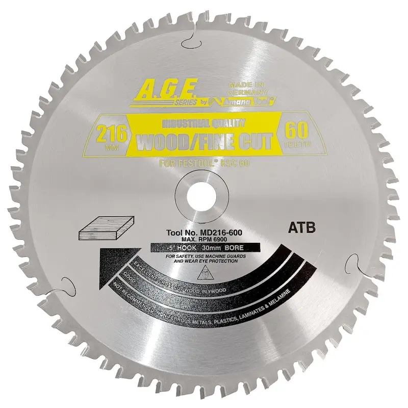 Amana Tools MD216-600 216mm x 60T Wood Fine Cut Circular Saw Blade (Fits Festool KSC 60)