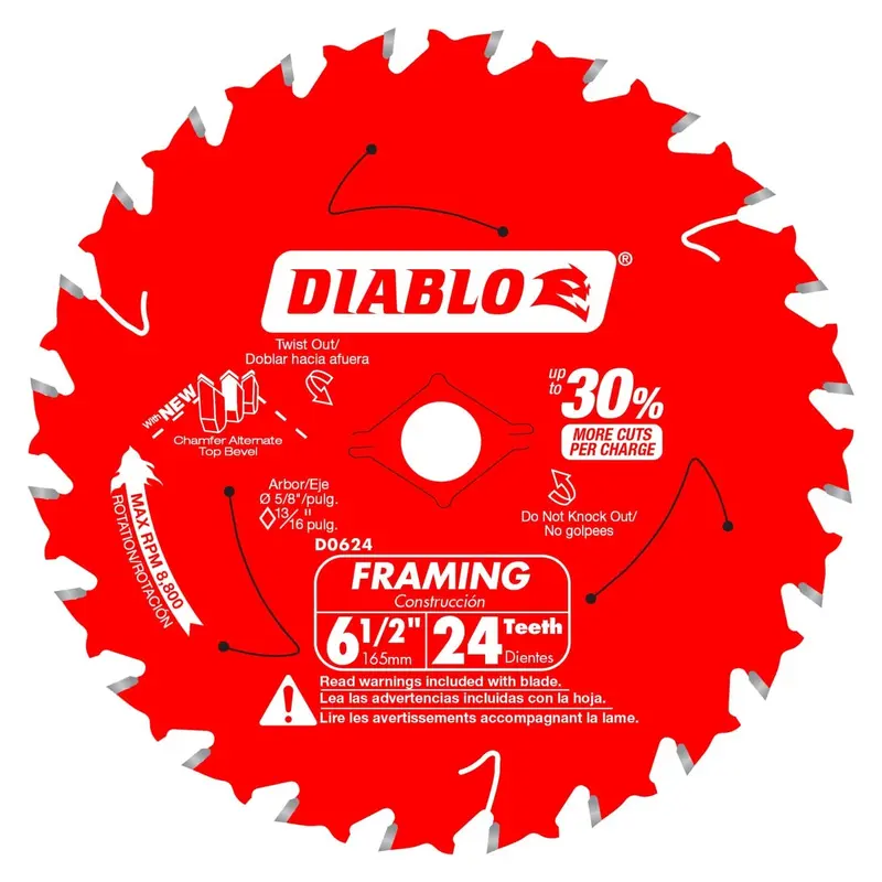 Diablo D0624X3 6-1/2 in. x 24 Tooth Framing Saw Blades for Wood (3-Pack)