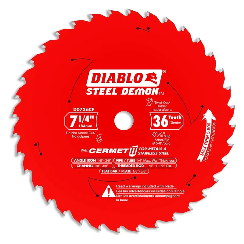 Diablo D0736CF 7-1/4 in. x 36 Tooth Steel Demon Cermet II Saw Blade for Thick Metal