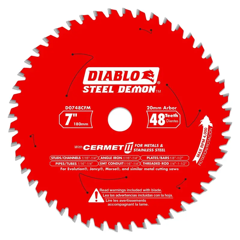 Diablo D0748CFM 7 in. x 48-Tooth  Steel Demon Cermet II Saw Blade for Medium Metal