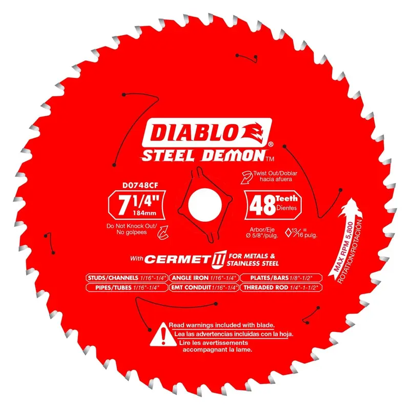 Diablo D0748CFX 7-1/4 in. x 48 Tooth Steel Demon Cermet II Saw Blade for Metals and Stainless Steel