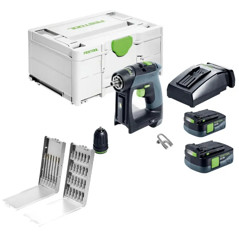 Festool CXS 12 2,5-Plus Cordless Drill with 30-Piece Drill/Driver Bit Set