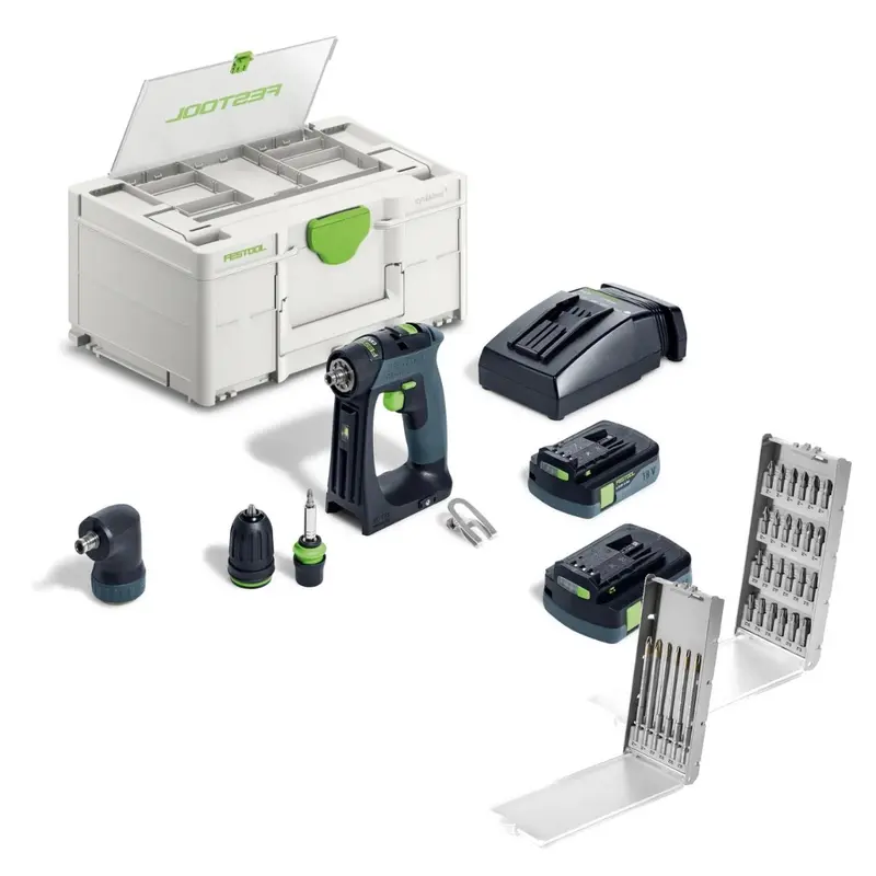 Festool CXS 18 HPC 4.0Ah I-Set Cordless Drill Kit with 30-Piece Drill/Driver Bit Set