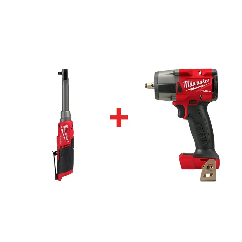 Milwaukee M12 FUEL 3/8" Extended Reach High Speed Ratchet BT and Impact Wrench (Bare Tools)