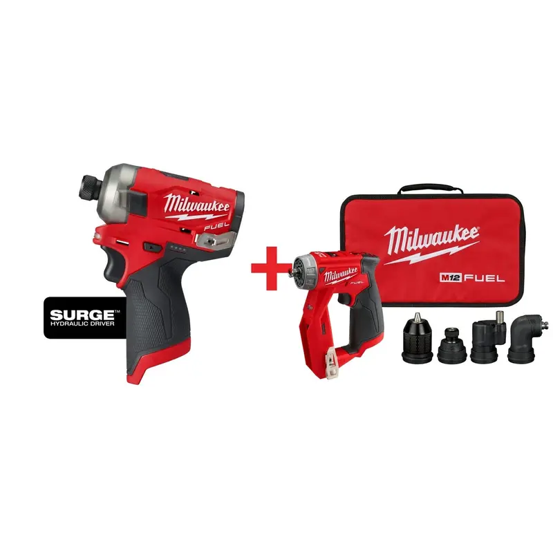 Milwaukee M12 FUEL SURGE 1/4" Hex Hydraulic Impact Driver and Installation 5-in-1 Drill / Driver (Bare Tools)