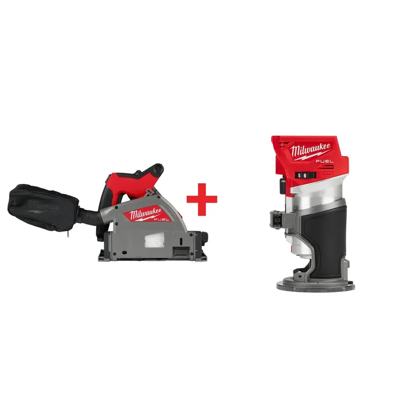 Milwaukee M18 FUEL 6-1/2" Plunge Track Saw, Tool Only plus M18 FUEL Brushless Compact Router, Tool Only