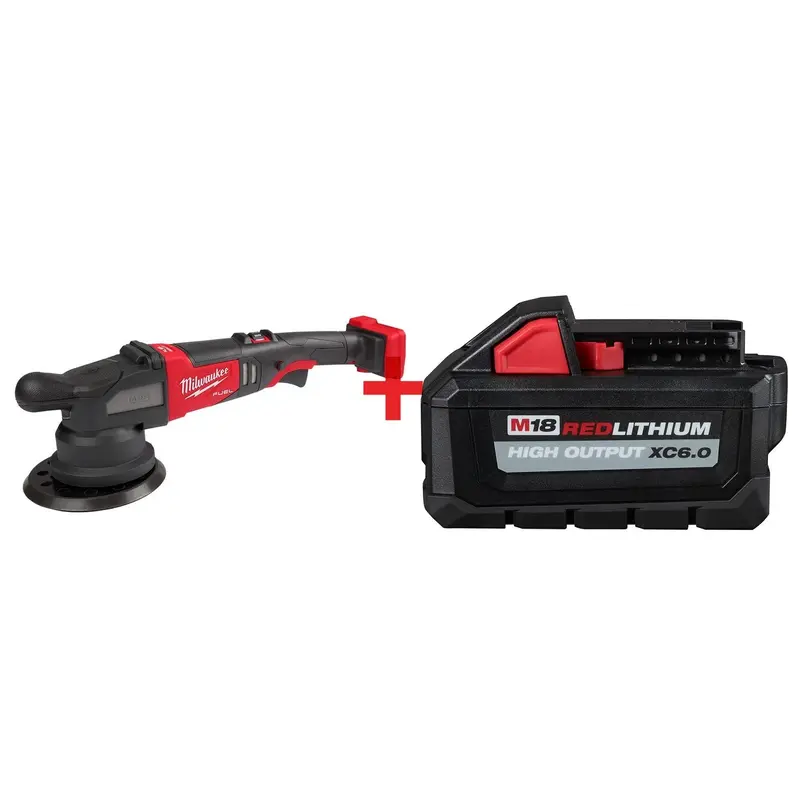 Milwaukee M18 FUEL 6-inch 21mm Random Orbital Polisher and XC 6.0Ah Battery Pack