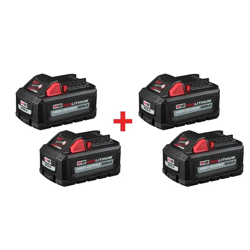 Milwaukee M18 REDLITHIUM HIGH OUTPUT XC 6.0Ah Battery, 4-Pack