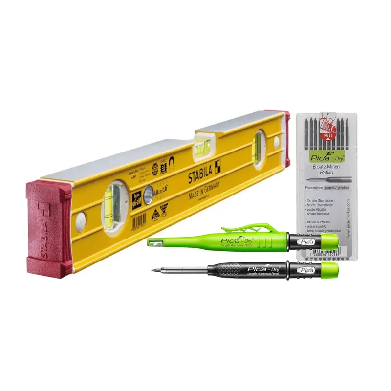 Stabila Type 96M 16 in. Heavy Duty Magnetic Level with Pica Dry Pencil and Black Lead Refill