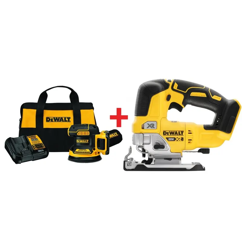 DeWalt 20V MAX XR Brushless 5 in. Sander 2.0Ah Kit plus 20V MAX XR Brushless Top-Handle Jigsaw