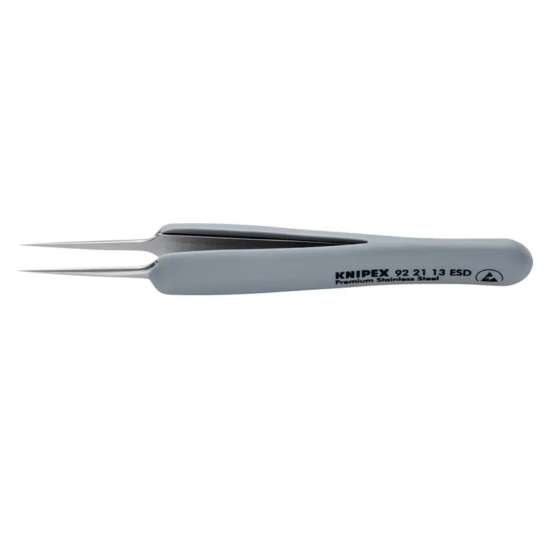 Knipex 92 21 13 ESD Premium Stainless Steel Precision Tweezers-Needle-Point Tips-ESD Rubber Handles