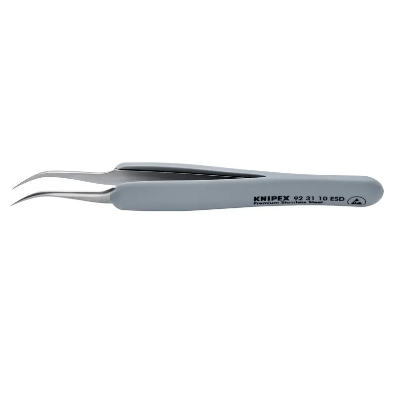 Knipex 92 31 10 ESD Premium Stainless Steel Precision Tweezers-45Angled-Needle-Point Tips-ESD