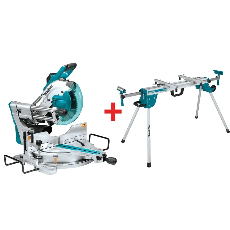 Makita 10-Inch Dual-Bevel Sliding Compound Miter Saw with Laser and Compact Folding Stand