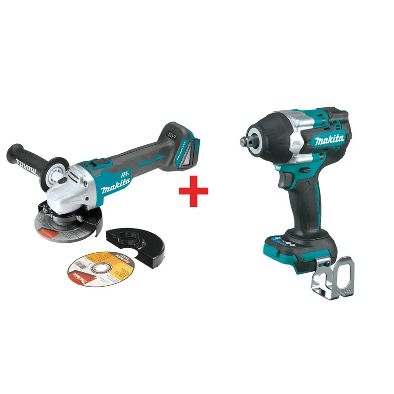 Makita 18V LXT Brushless Cordless 4-1/2 / 5" Cut-Off/Angle Grinder and Impact Wrench Kit (Bare Tools)