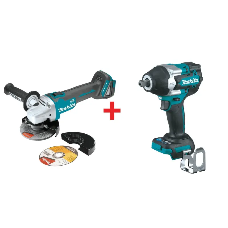 Makita 18V LXT Brushless Cordless Cut-Off/Angle Grinder and Impact Wrench with Detent Anvil Kit (Bare Tools)