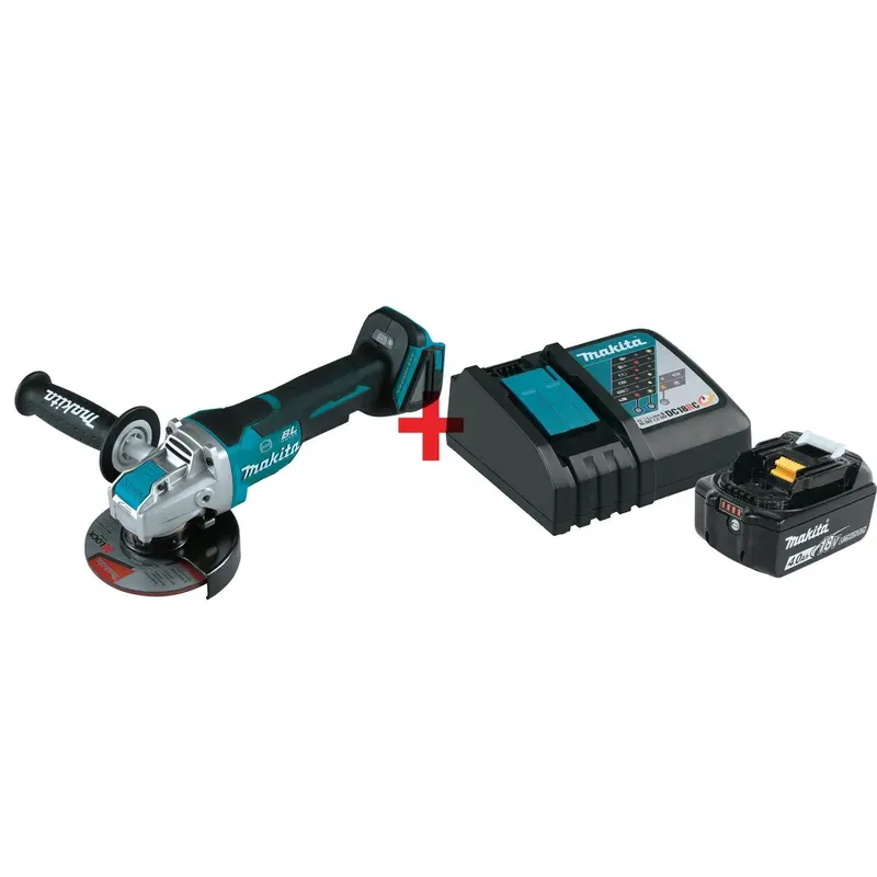 Makita 18V LXT Lithium-Ion Brushless Cordless 4-1/2 / 5-Inch Paddle Switch X-LOCK Angle Grinder with Battery and Charger Starter Pack