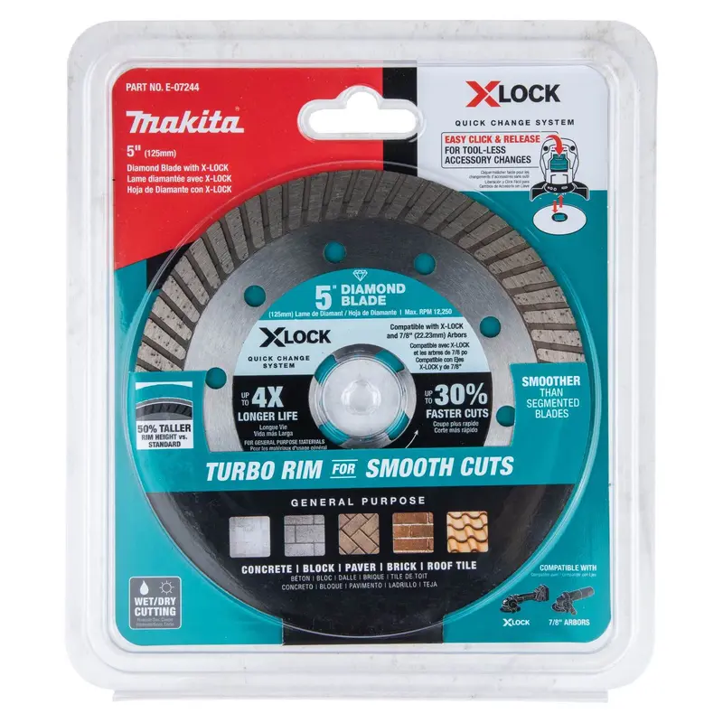 Makita 18V LXT Lithium-Ion Brushless Cordless 4-1/2 / 5-Inch X-LOCK Angle Grinder plus 5-Inch Turbo Rim Diamond Blade