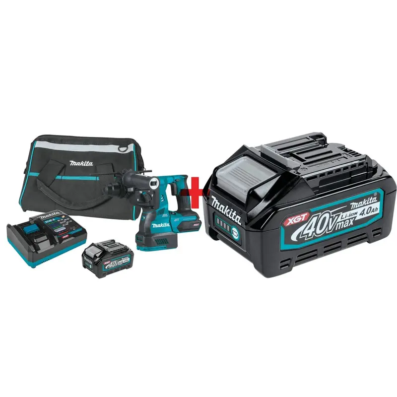 Makita 40V max XGT Brushless Cordless 1-1/8-Inch AVT Rotary SDS-PLUS Hammer 4.0Ah Battery 2-Pack Kit