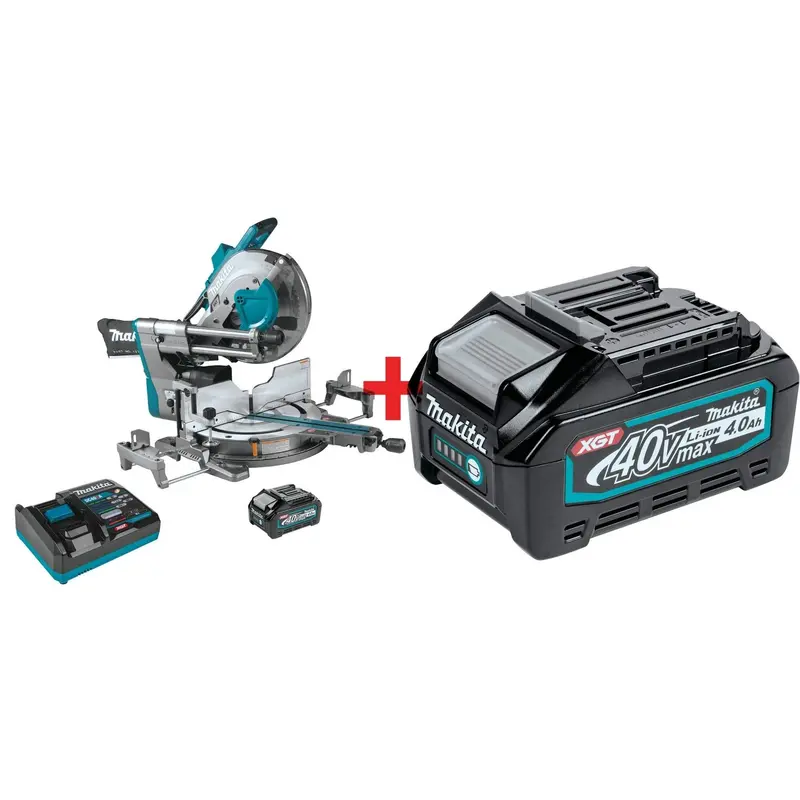 Makita 40V max XGT Brushless Cordless 12-in Dual-Bevel Sliding Compound Miter Saw, AWS Capable, 4.0Ah Battery 2-Pack Kit