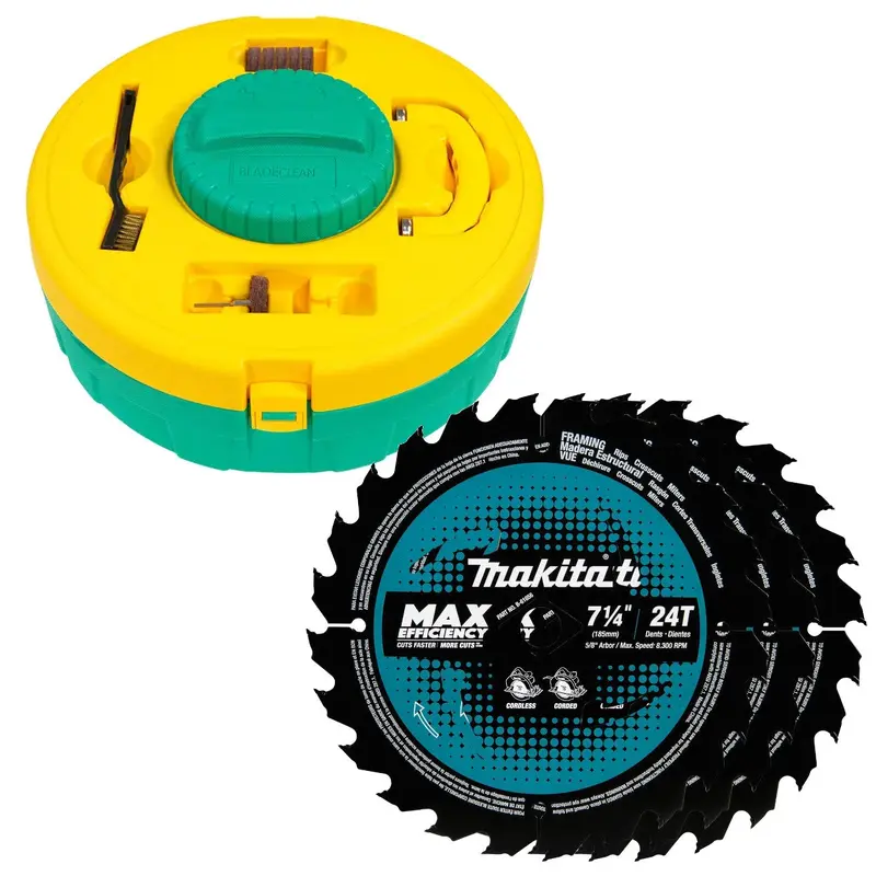 Micro Jig BLADECLEAN Blade & Bit Cleaning System w/ Makita 7-1/4" 24T Carbide-Tipped Framing Blades (3-Pack)