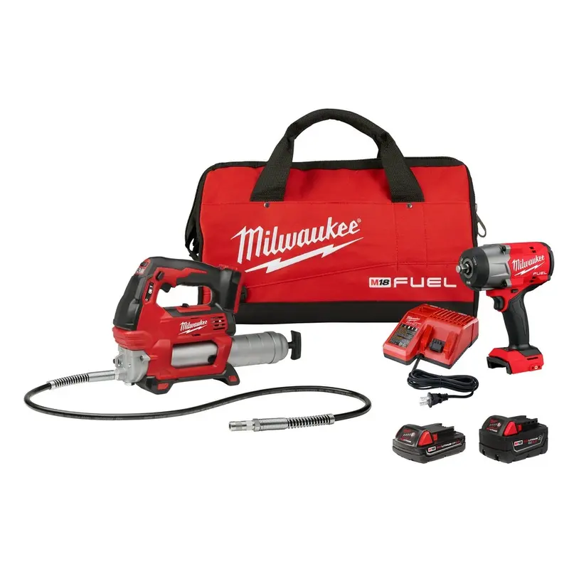 Milwaukee 2967-22GG M18 FUEL 1/2" HTIW & Grease Gun Combo Kit