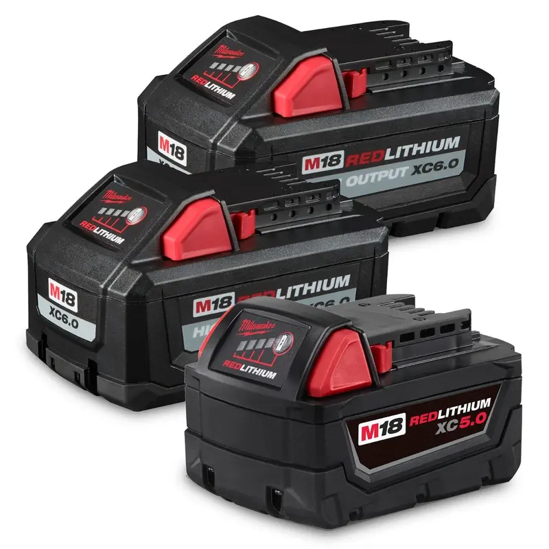 Milwaukee M18 REDLITHIUM HIGH OUTPUT XC 6.0Ah Batteries + Extended Capacity XC 5.0Ah Battery, 3-Pack