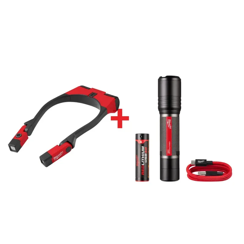 Milwaukee REDLITHIUM USB 400-Lumen Neck Light with Slide Focus Flashlight