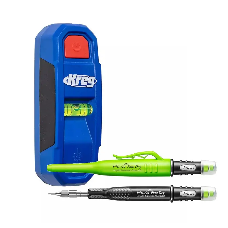 Kreg Tool Magnetic Laser Marker Stud Finder w/ Pica Fine Dry 7070 Longlife Automatic Pencil, 0.9