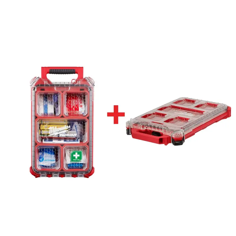 Milwaukee 79PC Class A Type III PACKOUT First Aid Kit with PACKOUT Compact Low-Profile Organizer