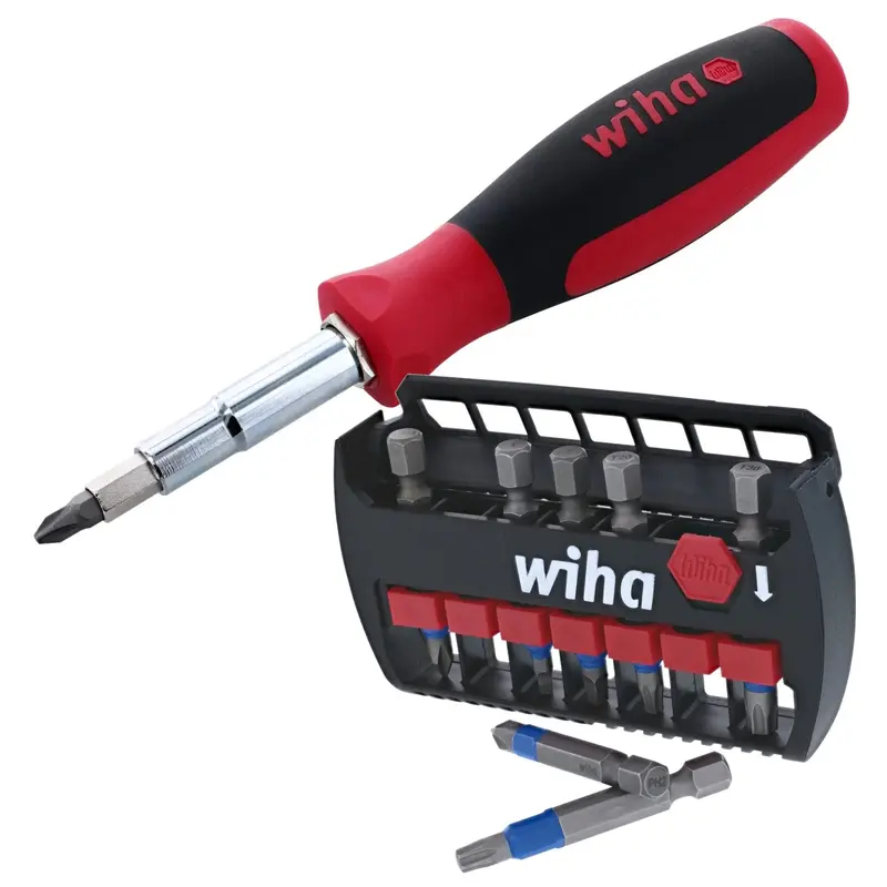 Wiha SoftFinish 11-in-1 Multi-Driver w/ 7-Piece TerminatorBlue Impact Bit Set