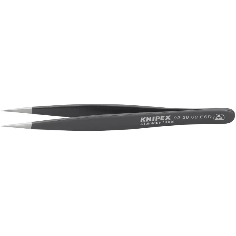 Knipex 92 28 69 ESD Stainless Steel Gripping Tweezers-Needle-Point Tips-ESD