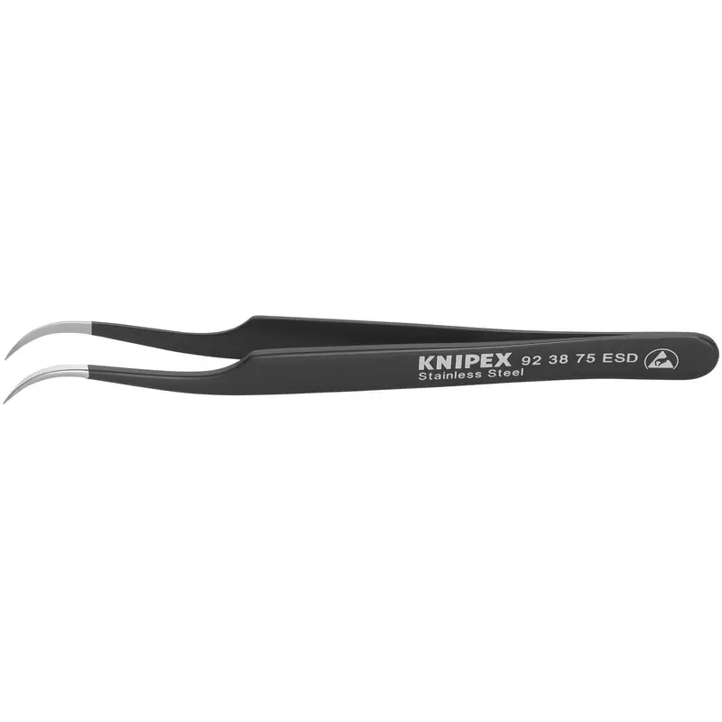 Knipex 92 38 75 ESD Stainless Steel Gripping Tweezers-Needle-Point Tips-ESD