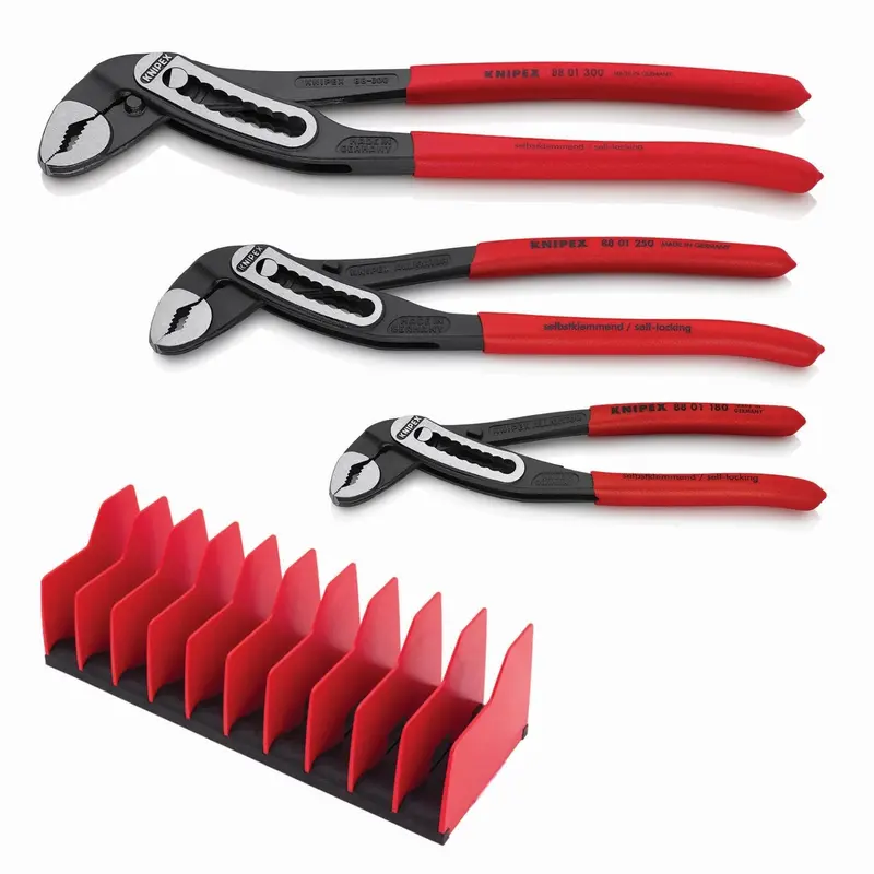 Knipex 9K 00 80 139 US 3 Pc Alligator Pliers Set with 10 Pc Tool Holder