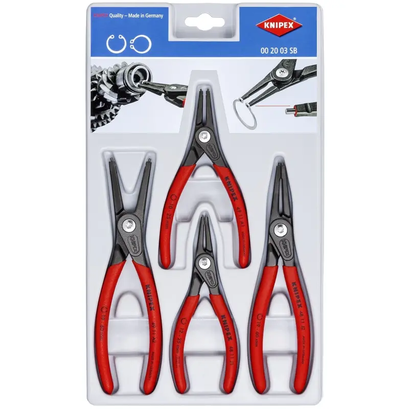 Knipex 00 20 03 SB 4 Pc Precision Snap Ring Pliers Set