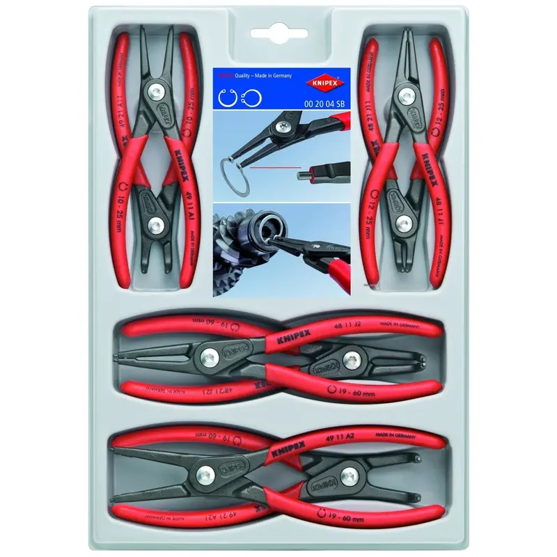 Knipex 00 20 04 SB 8 Pc Precision Snap Ring Pliers Set