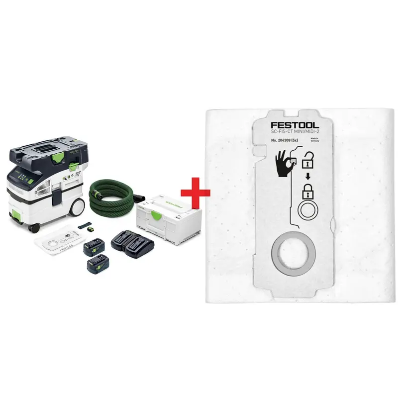 Festool CTC MIDI I Cordless 36V Mobile HEPA Dust Extractor Starter Bundle