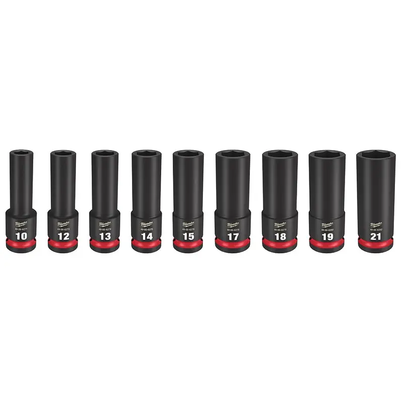 Milwaukee 49-66-7032 9PC SHOCKWAVE Impact Duty 1/2" Drive Metric Deep 6 Point Socket Set