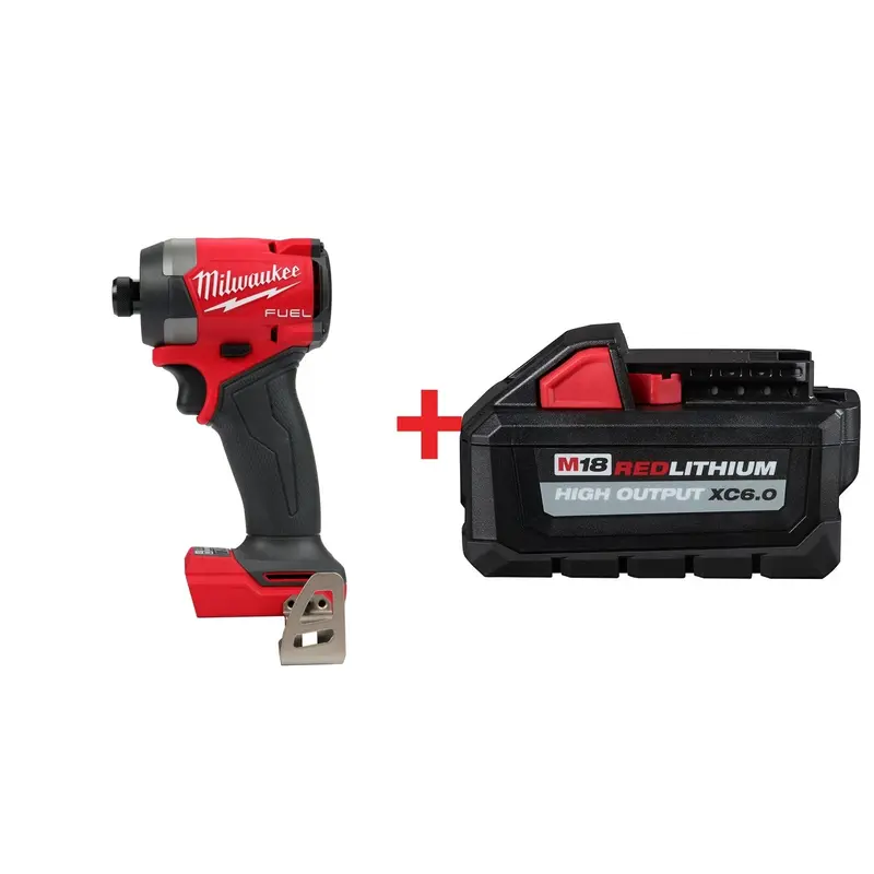 Milwaukee M18 FUEL 1/4-in. Hex Impact Driver with M18 XC 6.0Ah Battery Pack