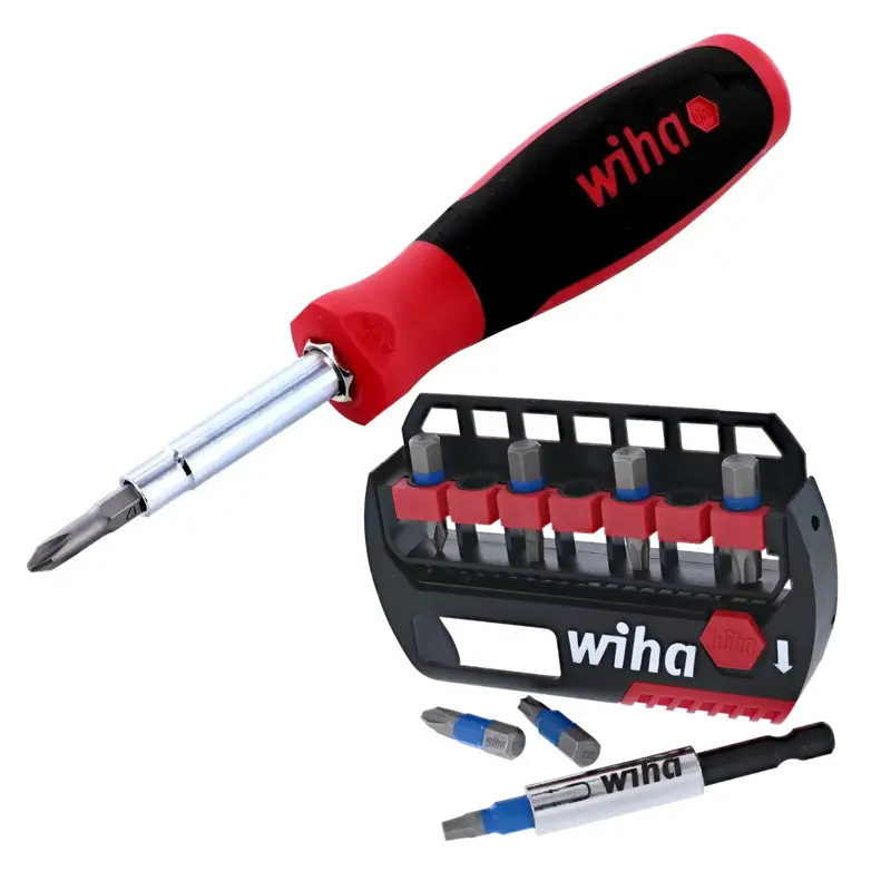 Wiha SoftFinish 6inOne Multi-Driver with FREE 8-Piece TerminatorBlue 1" Impact Bit Set