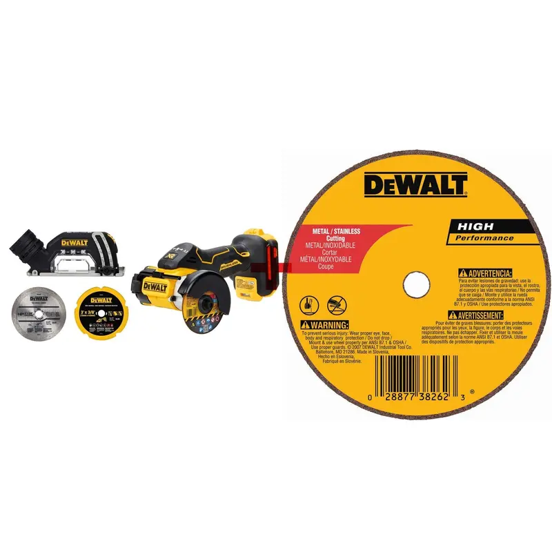 DeWalt 20V MAX XR Brushless 3 in. Cut-Off Tool (Tool Only) with 3" X 1/16" X 3/8" A60T Long Life Wheel