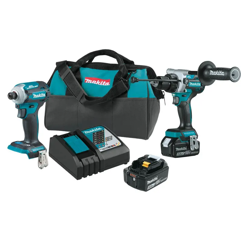 Makita 18V LXT Brushless Impact Driver and Hammer Drill 5.0Ah Combo Kit plus 18V LXT Lithium-Ion Sub-Compact Brushless Cordless StarlockMax Multi-Tool, Tool Only
