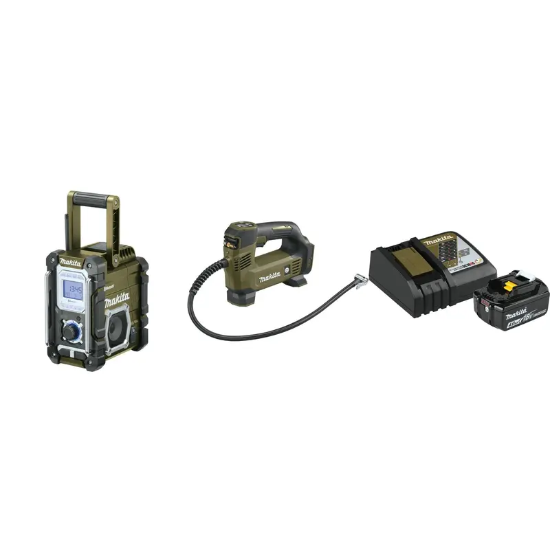 Makita Outdoor Adventure 18V LXT Bluetooth Radio, 18V LXT Inflator, and 18V LXT Lithium-Ion Battery and Charger Starter Pack (4.0Ah)